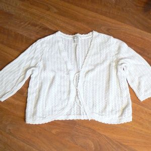 Christopher & Banks white crochet shrug XL